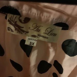 Pink & Black Polka Dot Chiffon Button Top